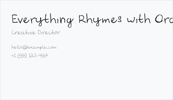 Everything Rhymes with Orange Business Card