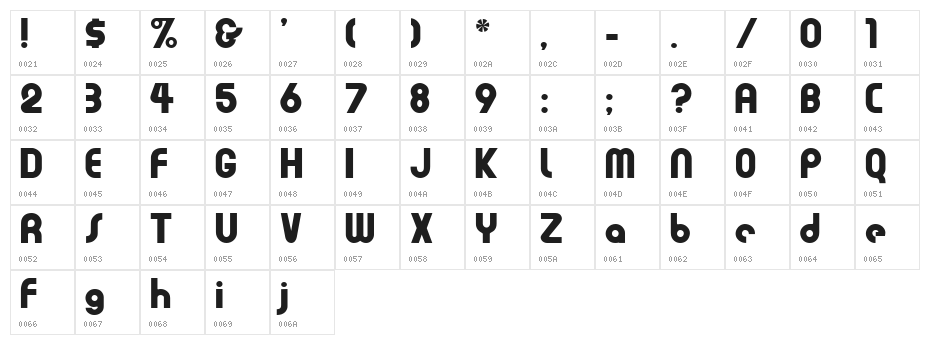 Evia Display SSi Character Map