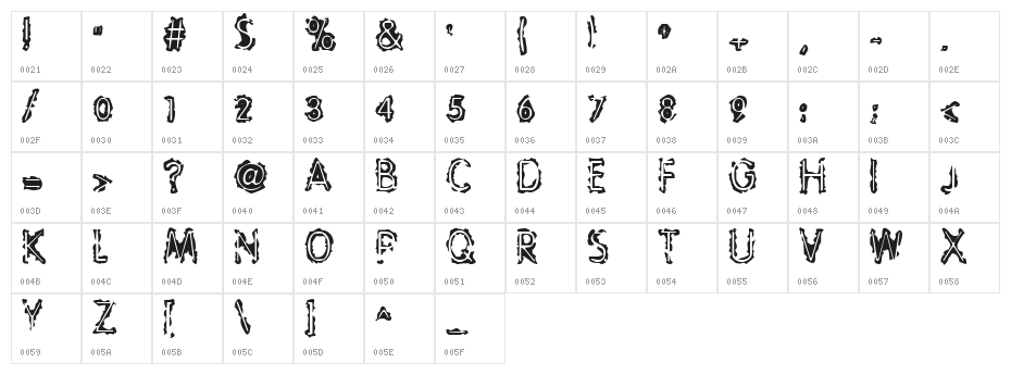 Evil CowRegular Character Map