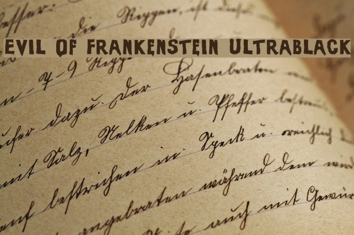 Evil Of Frankenstein UltraBlack Font examples