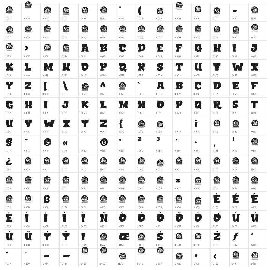 EXONER PERSONAL USE Character Map