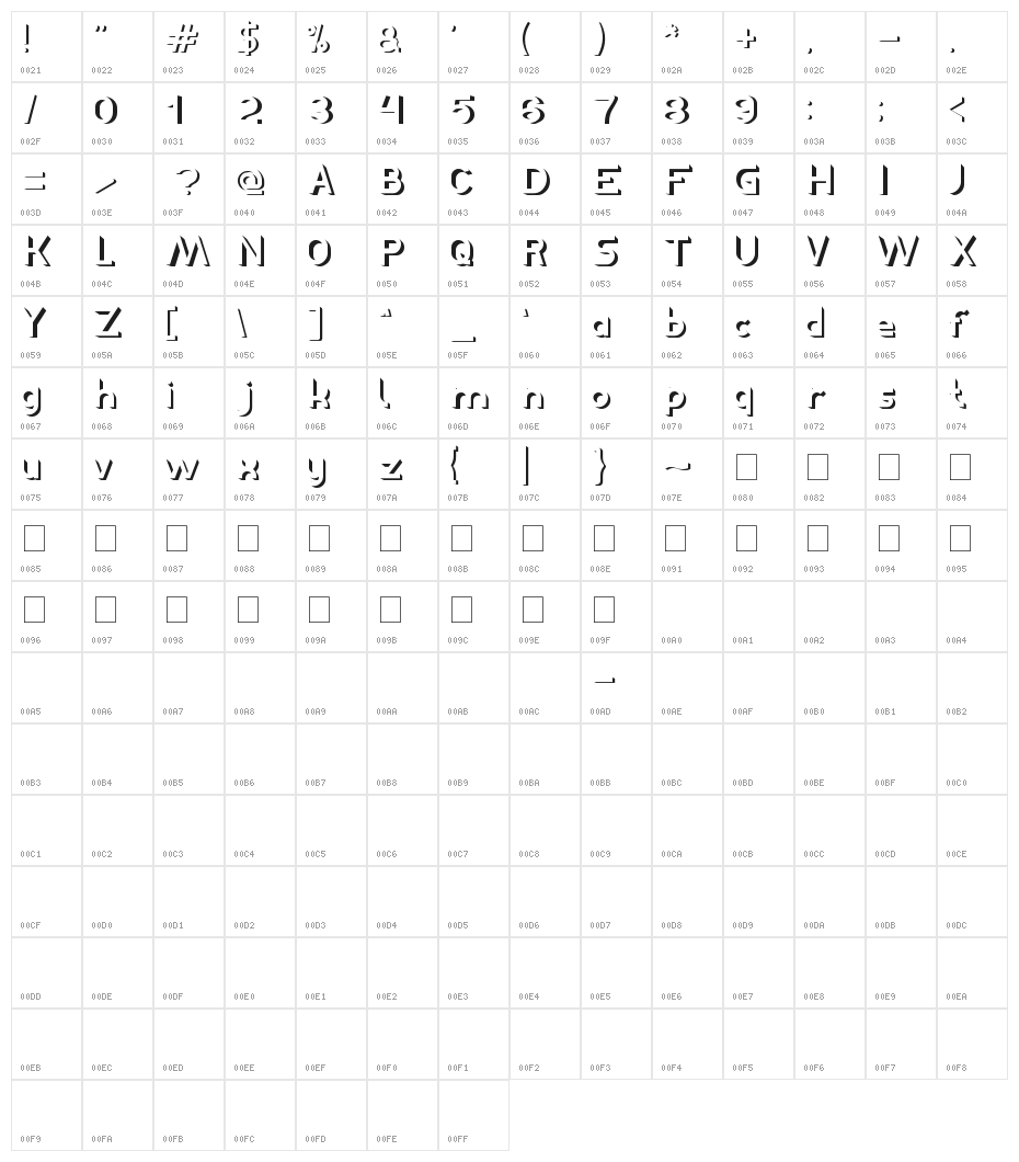 EXPOSURE Character Map