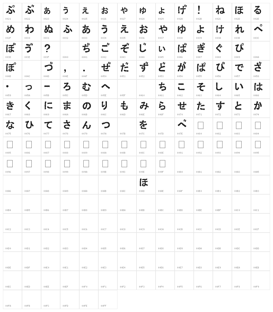 Ex Hira Opaque Character Map
