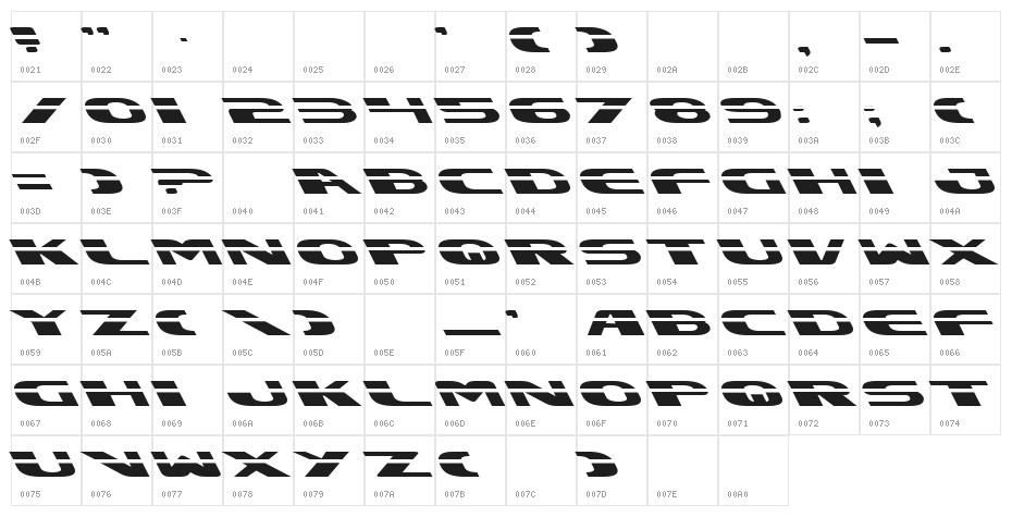 Excelerate Left Character Map