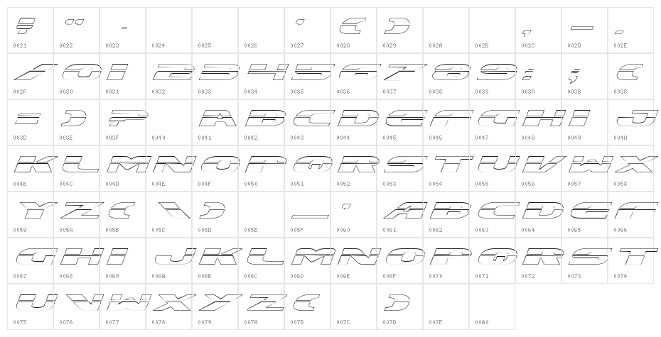 Excelerate Outline Character Map
