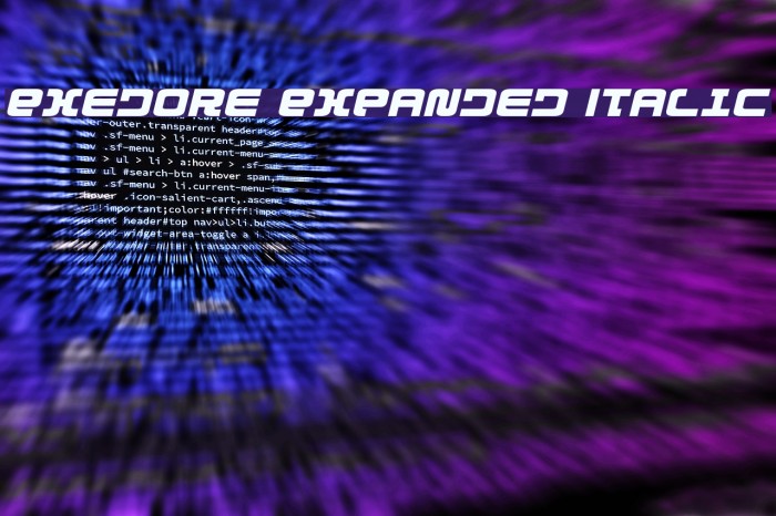 Exedore Expanded Italic Font examples