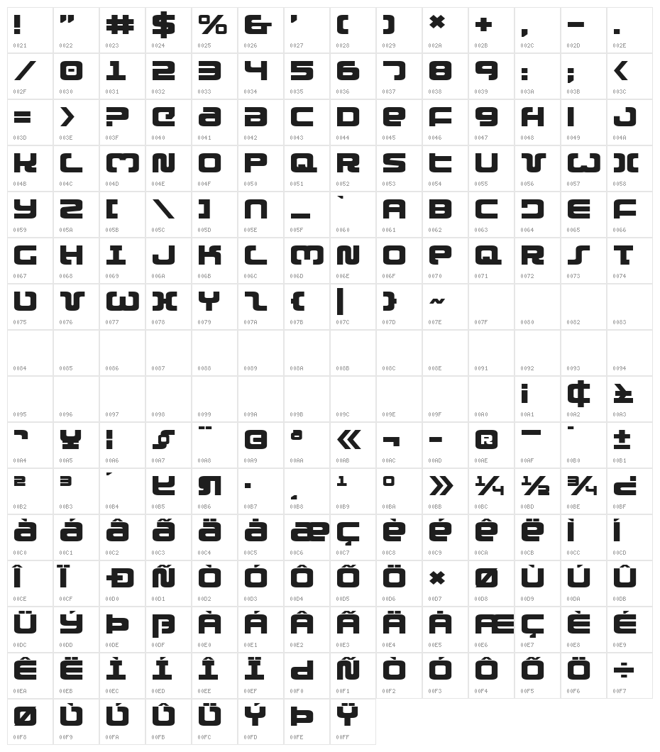 Exedore Expanded Character Map