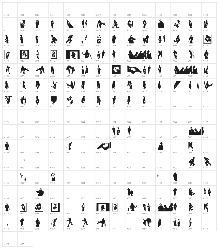 Exhumations Character Map