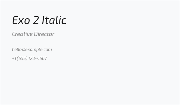 Exo 2 Italic Business Card