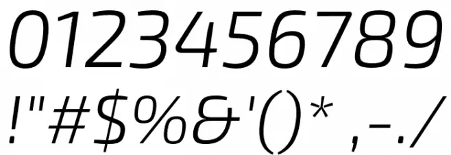 Exo 2 Light Italic Font OTHER CHARS