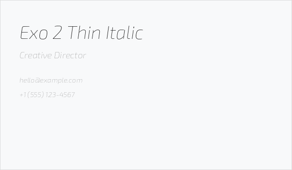 Exo 2 Thin Italic Business Card