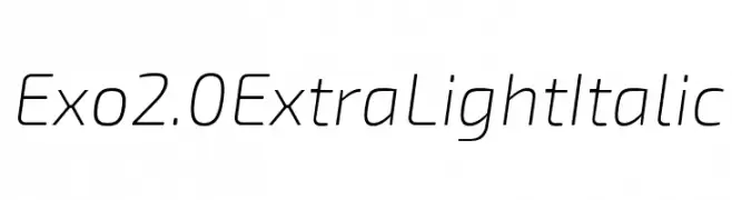 Exo 2.0 Extra Light Italic  Скачать бесплатные шрифты