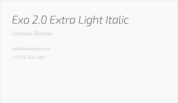 Exo 2.0 Extra Light Italic Business Card