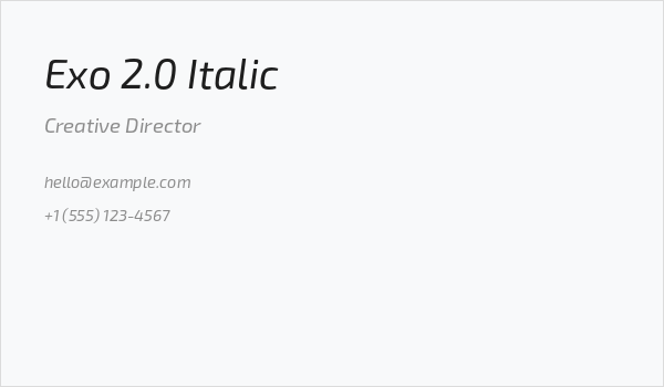 Exo 2.0 Italic Business Card