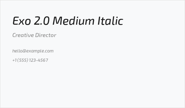 Exo 2.0 Medium Italic Business Card