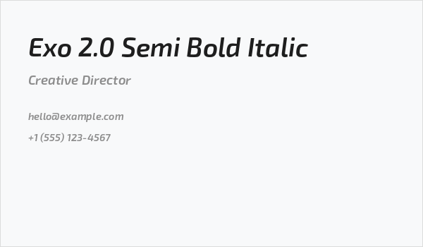 Exo 2.0 Semi Bold Italic Business Card