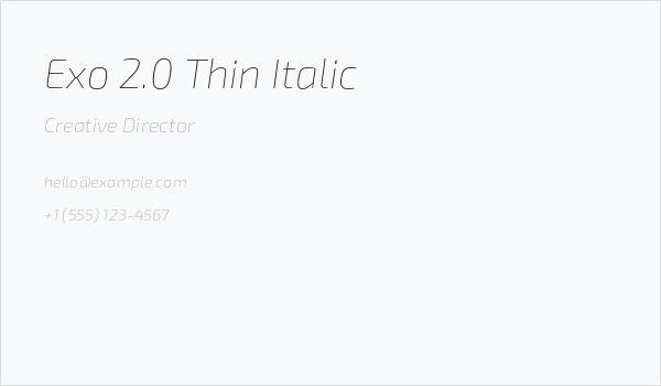 Exo 2.0 Thin Italic Business Card