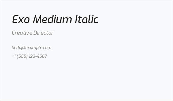 Exo Medium Italic Business Card
