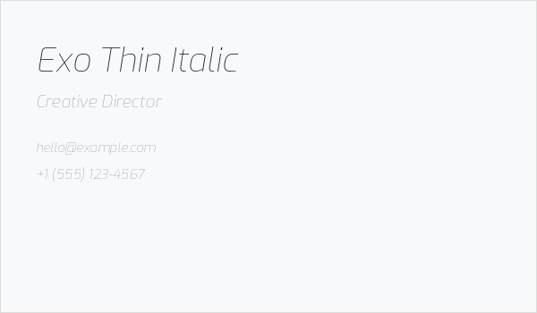 Exo Thin Italic Business Card