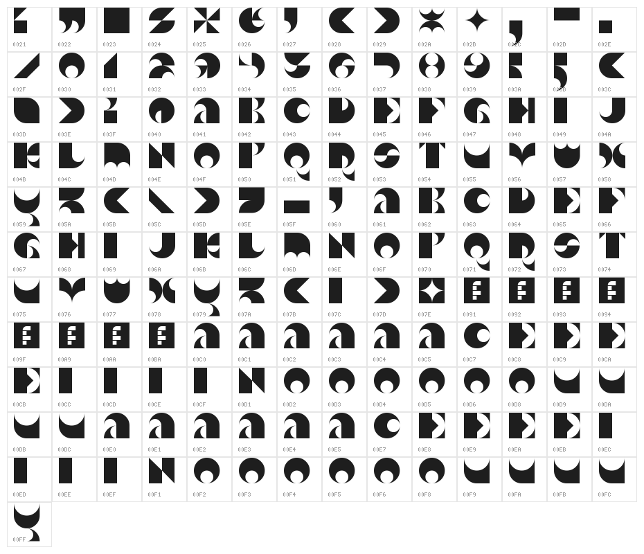 Exoskeleton Regular Character Map
