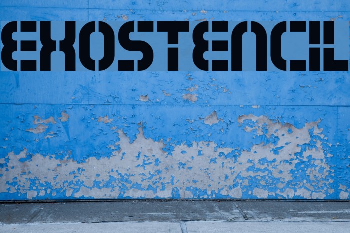 Exostencil Шрифта examples