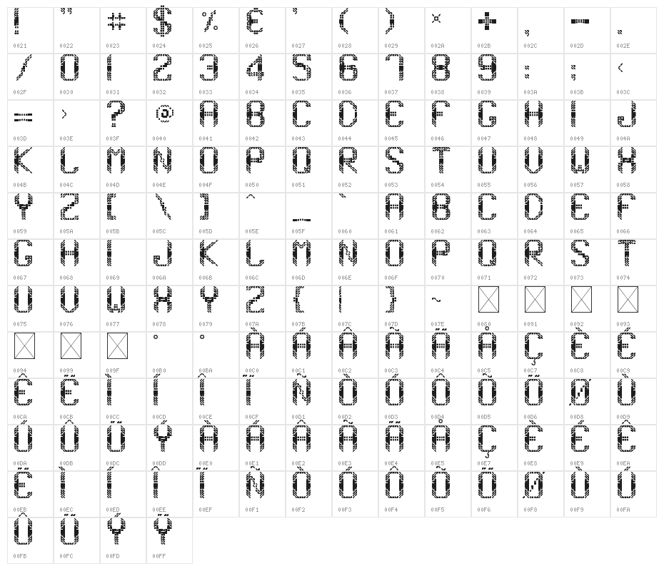 Expanse Regular Character Map