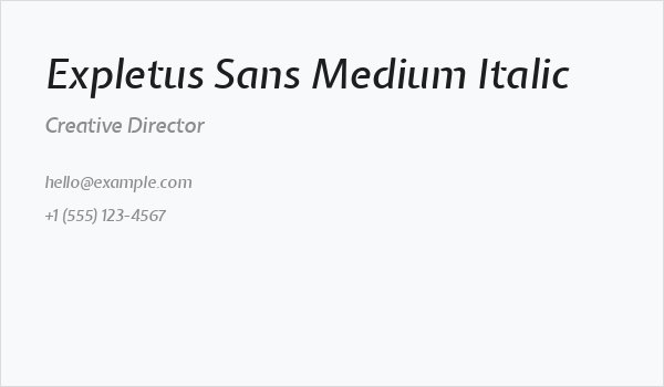 Expletus Sans Medium Italic Business Card