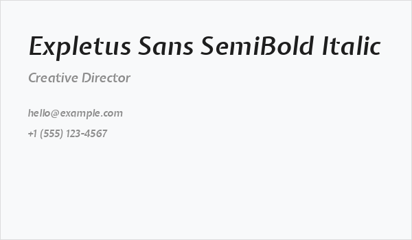 Expletus Sans SemiBold Italic Business Card