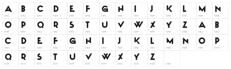 Explosion Book Bold Character Map