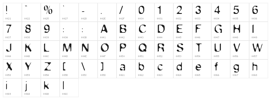 Exsect Regular Character Map