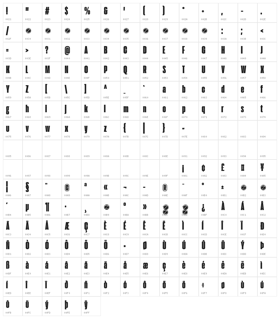 Extenda 40 Hecto Character Map