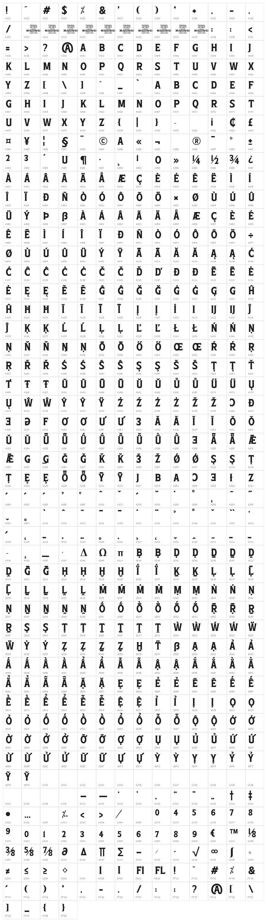 Extra Old PERSONAL USE Regular Character Map