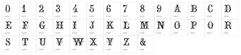 ExtraOrnamentalNo2 Character Map