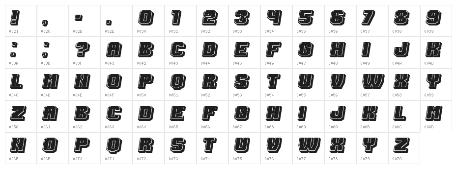 Extradition Filled Italic Character Map