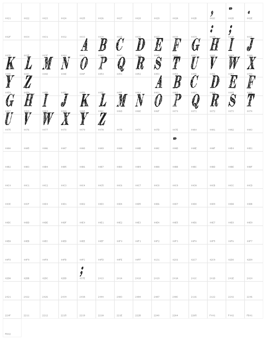 Extranger sol tfb Character Map