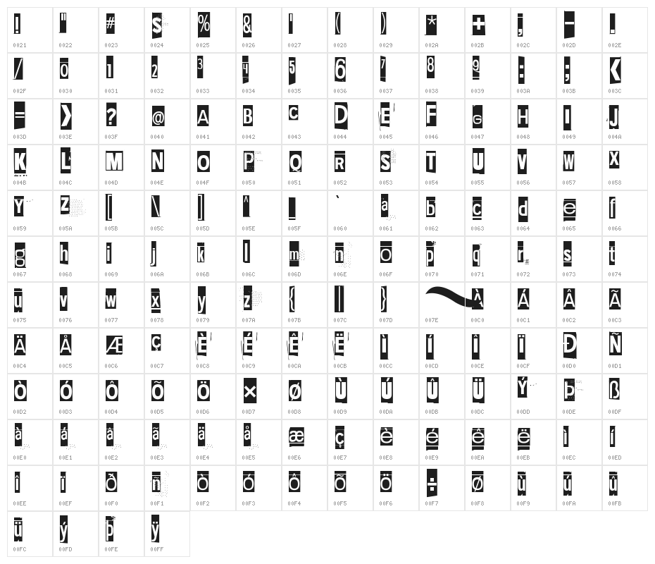 Extraoin Zhurdlyou Silence Character Map