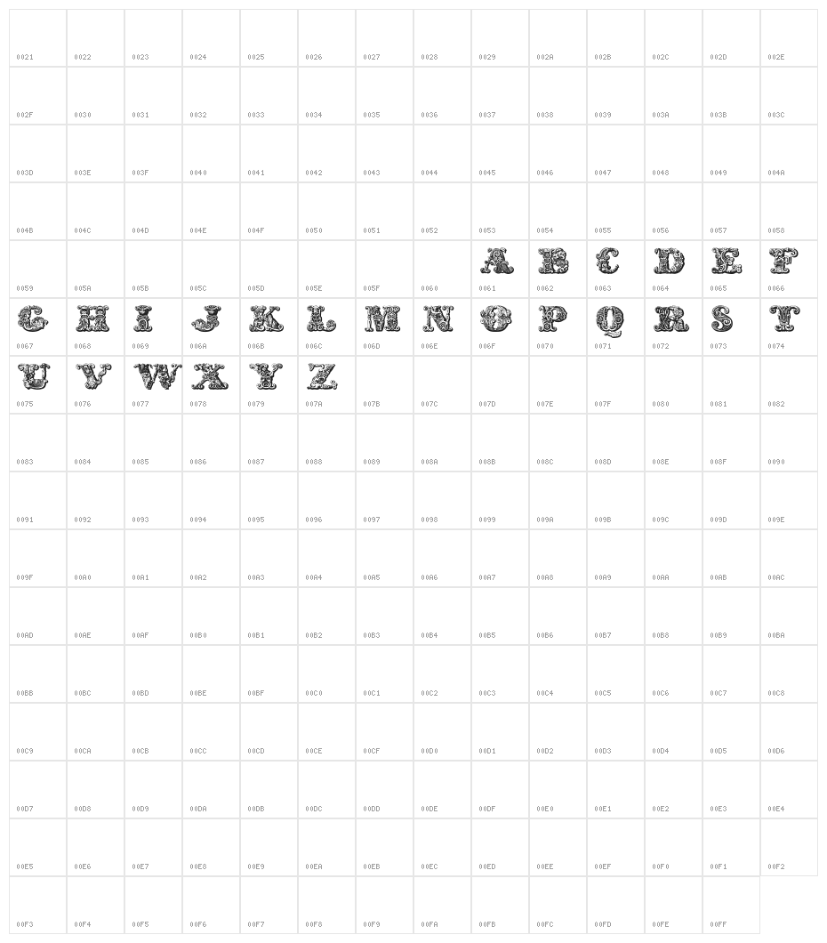 exotica Medium Character Map