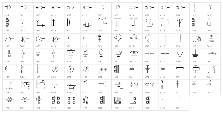 EyelecBats Character Map