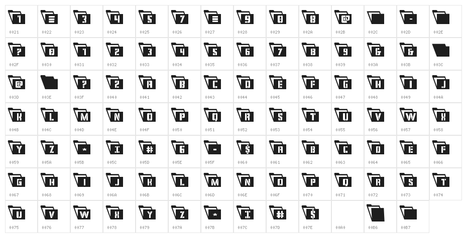 Eyes Only Condensed Leftalic Character Map