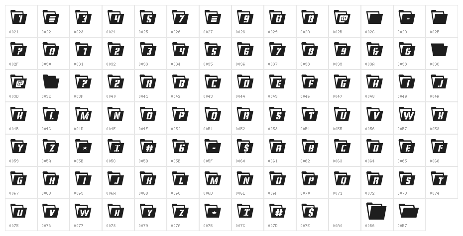 Eyes Only Condensed Character Map