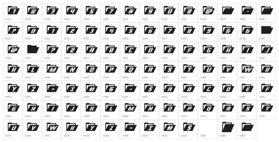 Eyes Only Italic Character Map