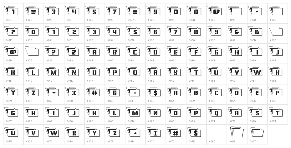 Eyes Only Outline Leftalic Character Map