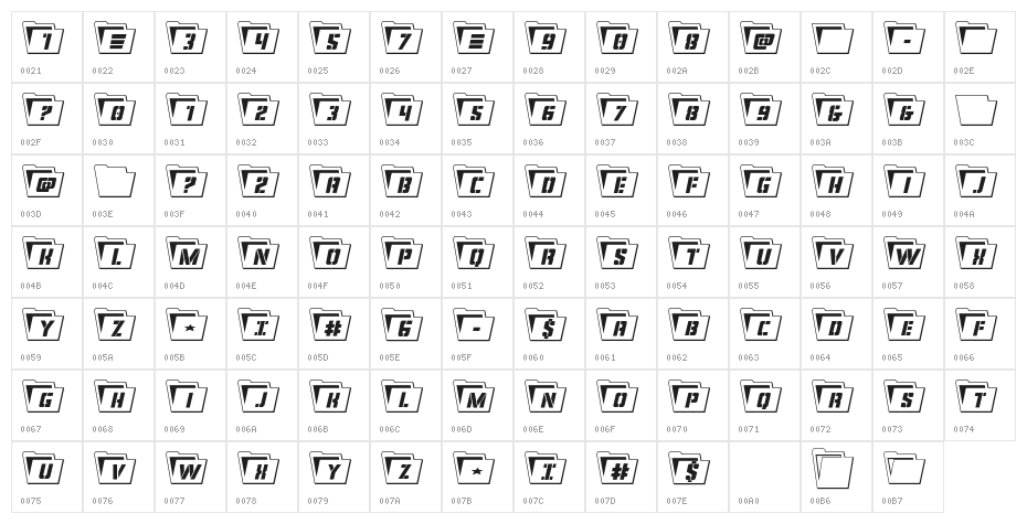 Eyes Only Outline Semi-Condensed Character Map