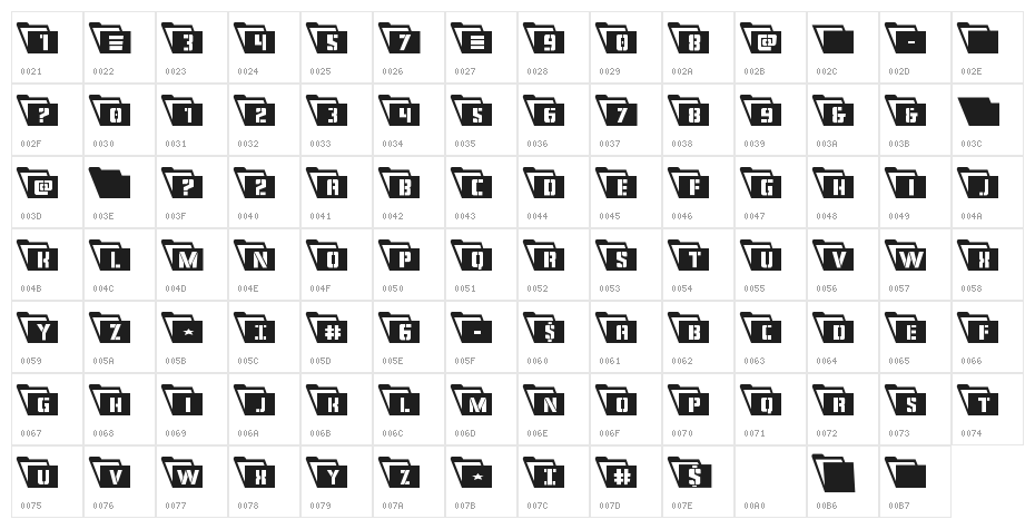 Eyes Only Semi-Condensed Leftalic Character Map