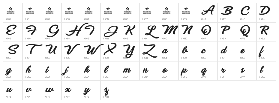 Eyes Wide Open Bold Personal Use Character Map