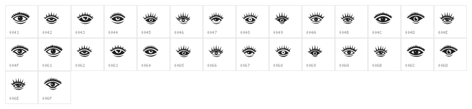 Eyez Regular Character Map