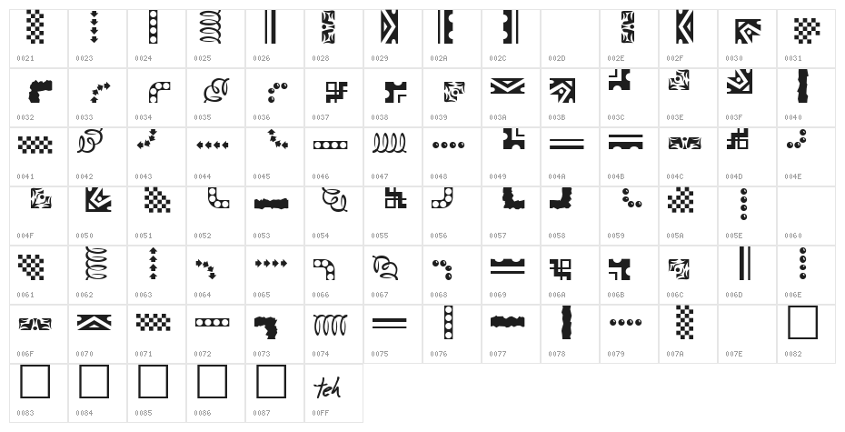 EZBorder Character Map