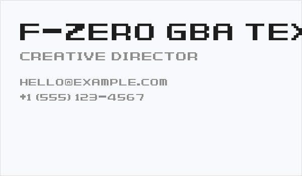F-Zero GBA Text 1 Regular Business Card