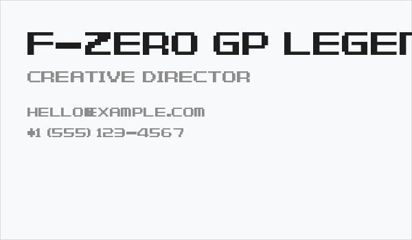 F-Zero GP Legend Font Regular Business Card