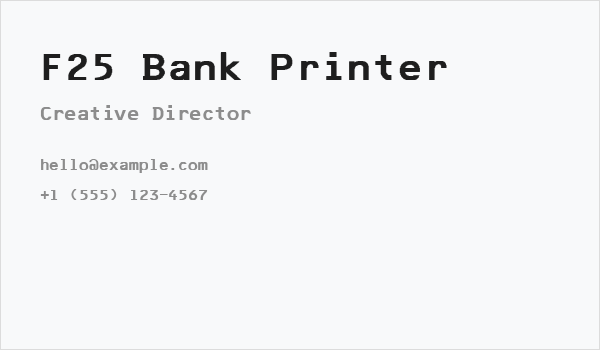 F25 Bank Printer Business Card